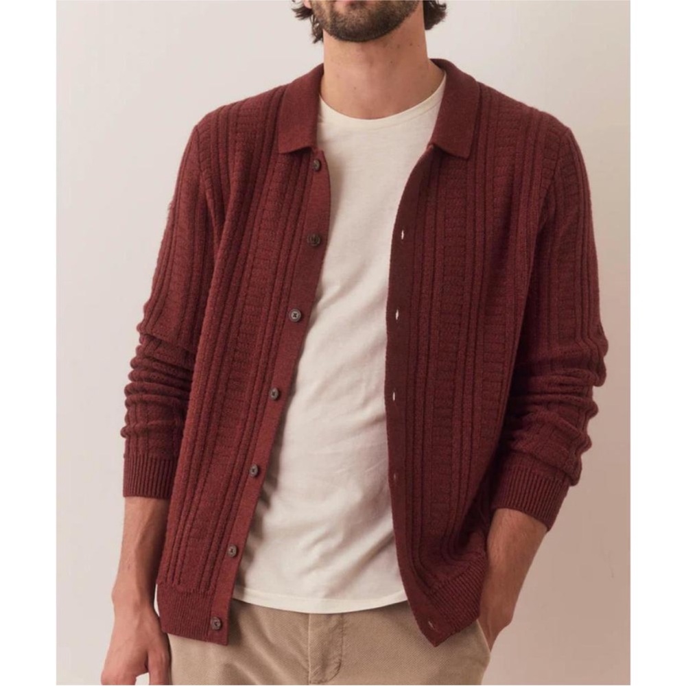 Marine Layer Arthur Sweater Cardigan Button Merino Wool Blend Veneer size XL